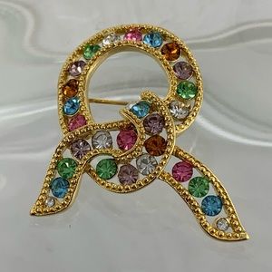 Joan Rivers Rhinestone Knotted Bow Brooch
